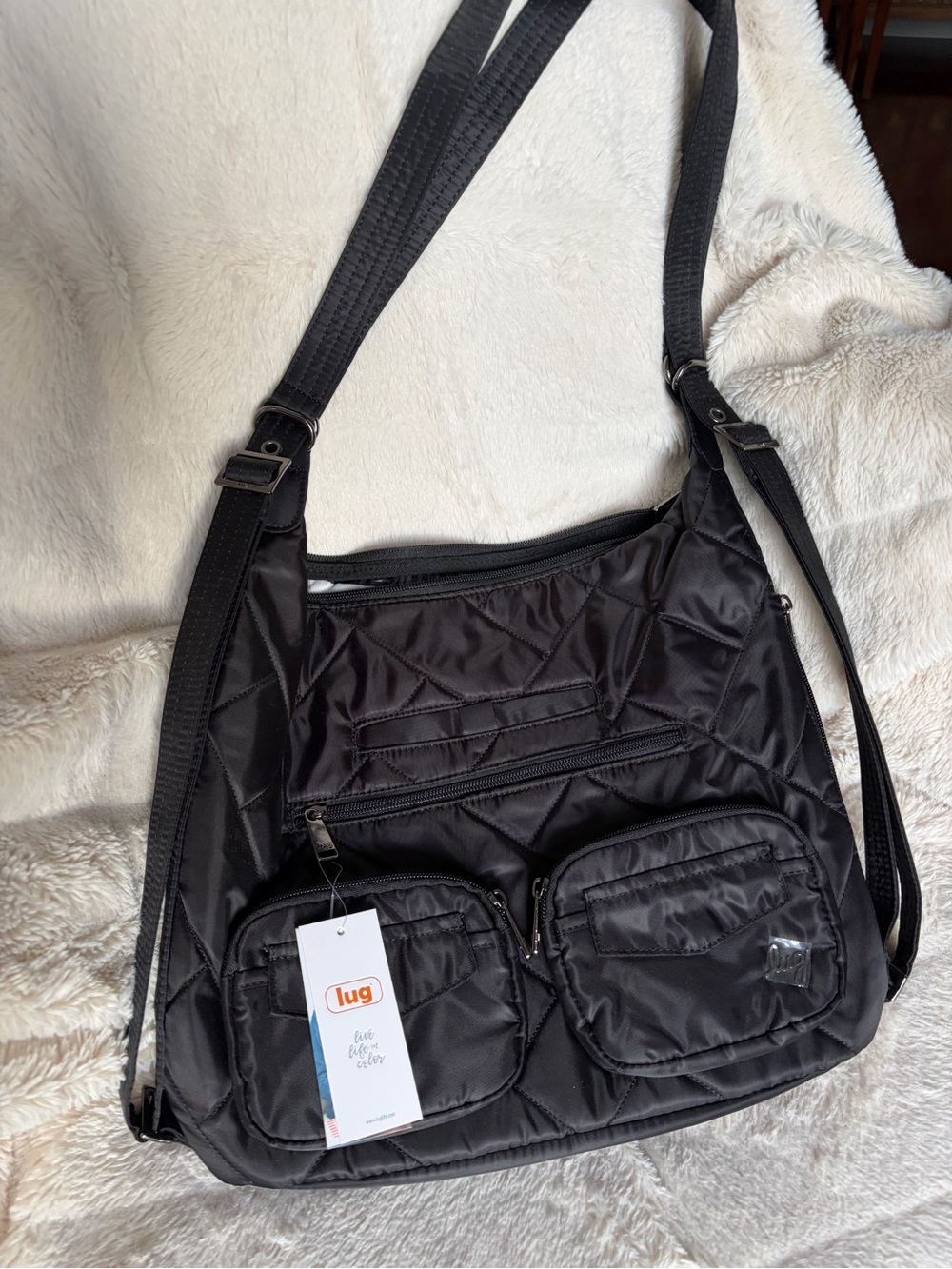 NWT Lug Zipliner Convertible Hobo Bag - Black